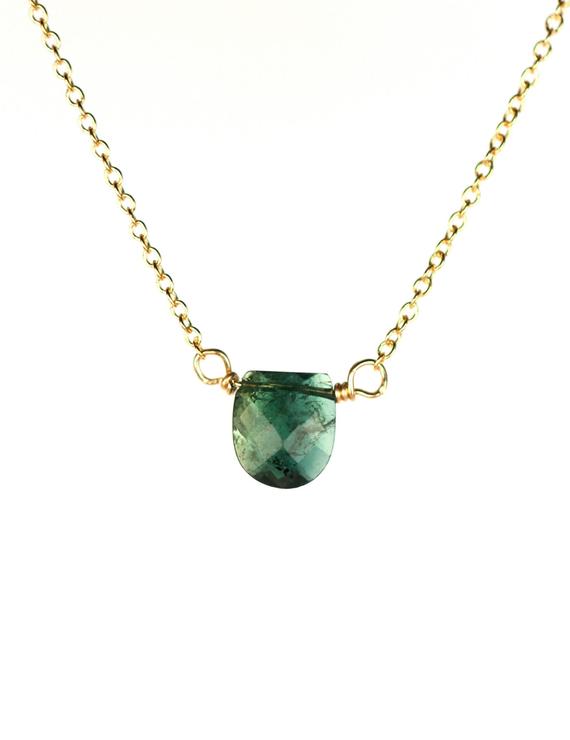 Tourmaline Necklace - Crystal Necklace - Gemstone Necklace - Birthstone Necklace - A Wire Wrapped Tourmaline On A 14k Gold Vermeil Chain