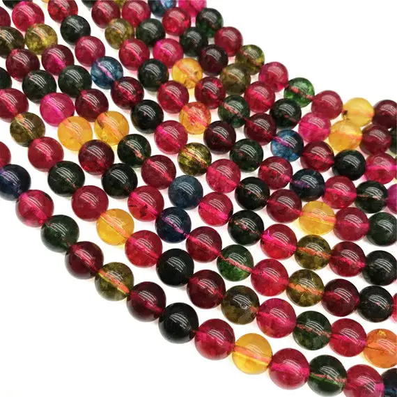 10mm Tourmaline Quartz Beads, Round Gemstone Beads, Wholesale Beads