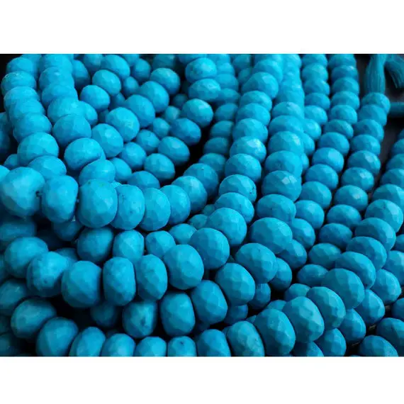 Turquoise Faceted Rondelle Beads/ Chinese Turquoise/ Faceted Rondelles - 9mm Each, 35 Pieces Approx, 8.5 Inch Strand