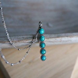 Ilaria Silver Necklace, Layer Necklace, Turquoise Necklace, Dainty Necklace, Birthstone necklace, Anniversary gift, Turquoise jewelry |  #affiliate