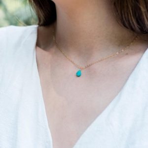 Tiny turquoise necklace. December birthstone necklace. Genuine turquoise jewelry. Dainty necklaces. Delicate necklace. Boho jewelry. | Natural genuine Array jewelry. Buy crystal jewelry, handmade handcrafted artisan jewelry for women.  Unique handmade gift ideas. #jewelry #beadedjewelry #beadedjewelry #gift #shopping #handmadejewelry #fashion #style #product #jewelry #affiliate #ad