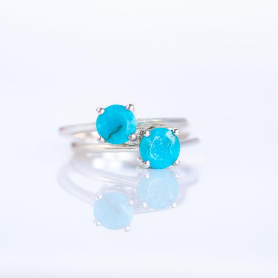 Turquoise Ring, Sterling Silver Ring, December Birthstone Rings For Women, 925 Turquoise Ring, Turquoise Stacking Ring Size 5 6 7 8