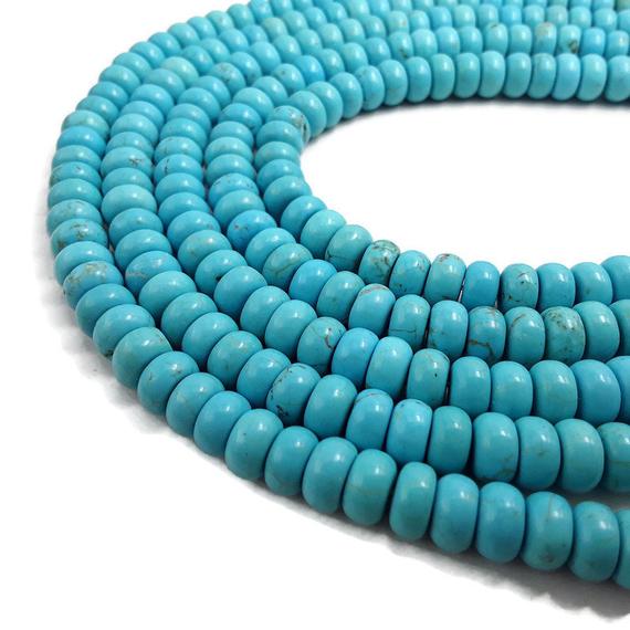 Blue Turquoise Smooth Rondelle Beads 3x4mm 4x6mm 5x8mm 15.5" Strand