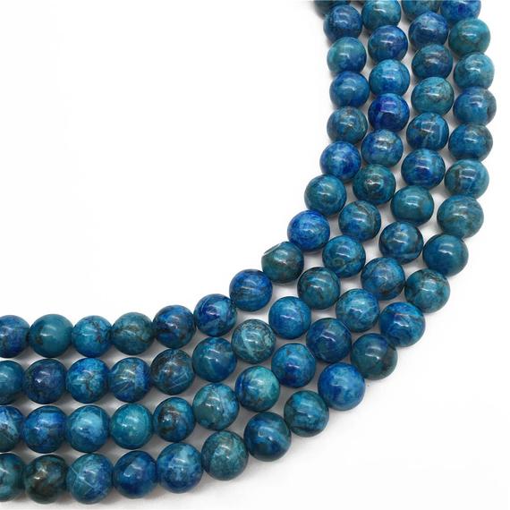 8mm Dark Blue Turquoise Beads, Round Gemstones Beads
