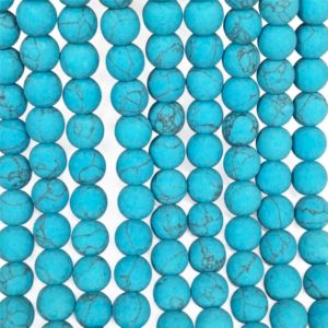Shop Turquoise Round Beads! 8mm Matte Blue Turquoise Beads, Round Gemstone Beads, Wholesale Beads | Natural genuine round Turquoise beads for beading and jewelry making.  #jewelry #beads #beadedjewelry #diyjewelry #jewelrymaking #beadstore #beading #affiliate #ad