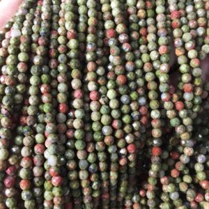 Shop Unakite Faceted Beads! 4mm Faceted Unakite Jasper Beads, Round Gemstone Beads | Natural genuine faceted Unakite beads for beading and jewelry making.  #jewelry #beads #beadedjewelry #diyjewelry #jewelrymaking #beadstore #beading #affiliate #ad