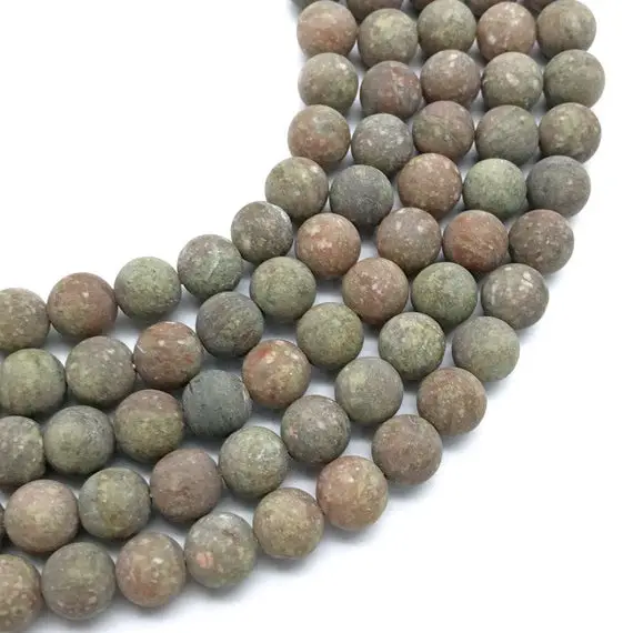 10mm Matte Unakite Beads, Round Gemstone Beads, Wholasela Beads