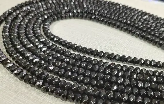 1 Full Strand 4x6mm Black Onyx Rondelle Beads ,faceted Rondelle Loose Beads, Gemstone Beads ,black Agate Beads Supply , Ba-225