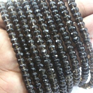 Shop Smoky Quartz Rondelle Beads! 1 Strand Good Quality 13" Long Strand Natural Smoky Quartz Faceted Beads,Smoky Rondelle Beads Size 6 MM Gemstone,Rondelle Beads Wholesale | Natural genuine rondelle Smoky Quartz beads for beading and jewelry making.  #jewelry #beads #beadedjewelry #diyjewelry #jewelrymaking #beadstore #beading #affiliate #ad