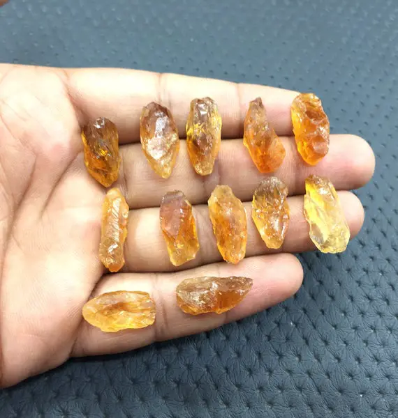 10  Pieces Citrine Raw Size 9x18-10x21 Mm Natural Citrine Cluster Raw,uneven Shape Loose Citrine Rough Gemstone Jewelry Making Raw Citrine