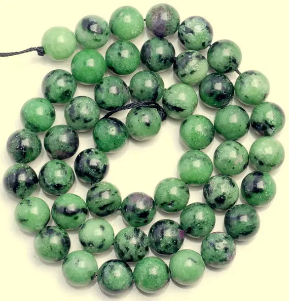 10 Strands 8mm Ruby Zoisite Gemstone Green Red Grade Aa Round Loose Beads 15.5 Inch Full Strand Bulk Lot (80004979-452 X10)
