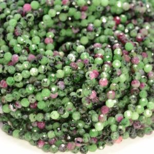 Shop Ruby Zoisite Faceted Beads! 2MM Ruby Zoisite Gemstone Green Red Micro Faceted Round Grade Aaa Beads 15inch WHOLESALE (80010197-A193) | Natural genuine faceted Ruby Zoisite beads for beading and jewelry making.  #jewelry #beads #beadedjewelry #diyjewelry #jewelrymaking #beadstore #beading #affiliate #ad