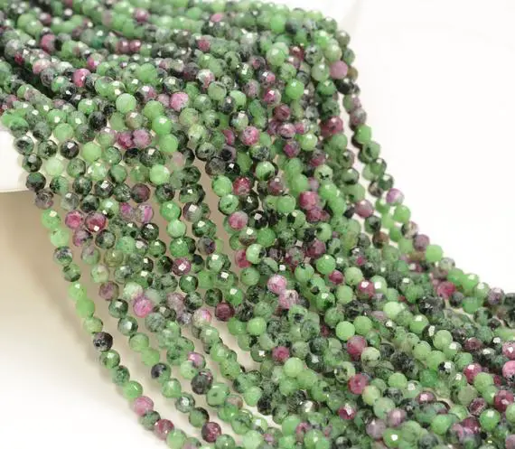 3mm Ruby Zoisite Gemstone Green Red Micro Faceted Round Grade Aaa Beads 15inch Bulk Lot 1,6,12,24 And 48  (80010196-a193)