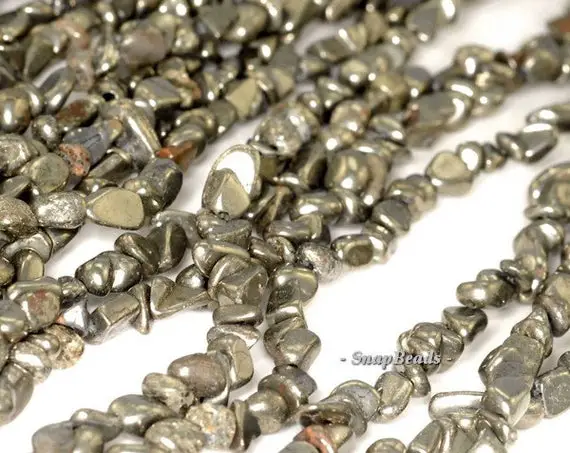 4-5mm Palazzo Iron Pyrite Gemstone Nugget Granule Pebble Chips Loose Beads 15.5 Inch Full Strand (90114707-138)