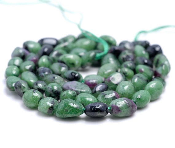 5-6mm  Ruby Zoisite Gemstone Pebble Nugget Granule Loose Beads 15.5 Inch Full Strand (80001931-a33)