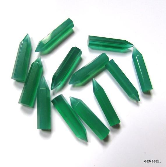 5x20mm Green Onyx Pencil Faceted Aaa Quality Gemstone, Green Onyx Faceted Pencil Loose Gemstone, Green Onyx Pencil Loose Gemstone