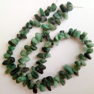 Shop Emerald Chip & Nugget Beads! 6.5-10mm Emerald Rough Beads, Drilled Emerald Raw Stones, Rough Emerald Gemstones, Loose Raw Emerald (6.5IN To 13IN Options) – PDG151 | Natural genuine chip Emerald beads for beading and jewelry making.  #jewelry #beads #beadedjewelry #diyjewelry #jewelrymaking #beadstore #beading #affiliate #ad
