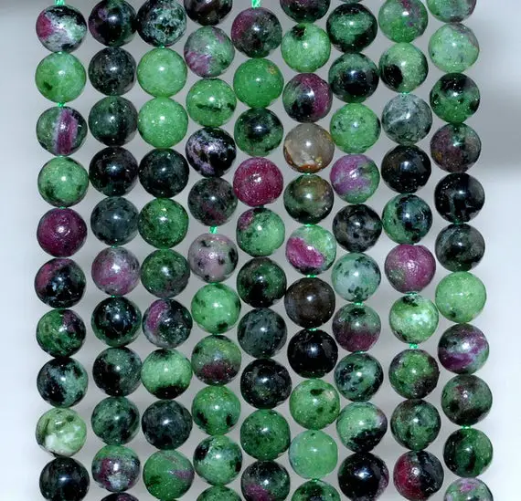 6mm Ruby Zoisite Gemstone Green Red Grade A Round Loose Beads 15.5 Inch Full Strand (80000364-783)