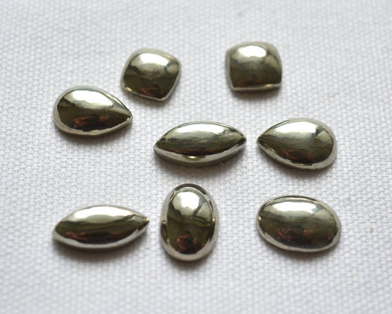 8 Pieces Lot, Natural Pyrite Cabochons, Mix Shape And Size Cabochon, Pyrite Loose Gemstone, Stone For Jewelry, 10 - 10x14mm, #ar1152