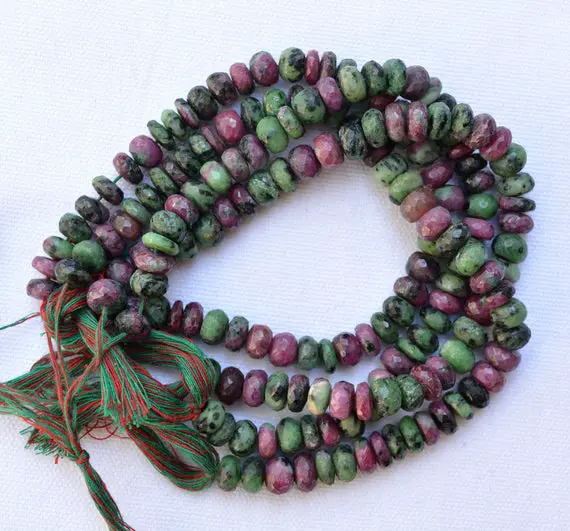 8mm Zoisite Beads, Ruby Zoisite Gemstone, Faceted Beads Necklace, Green Color Beads, Gemstone For Jewelery Making, 8.5" Strand #pp4513
