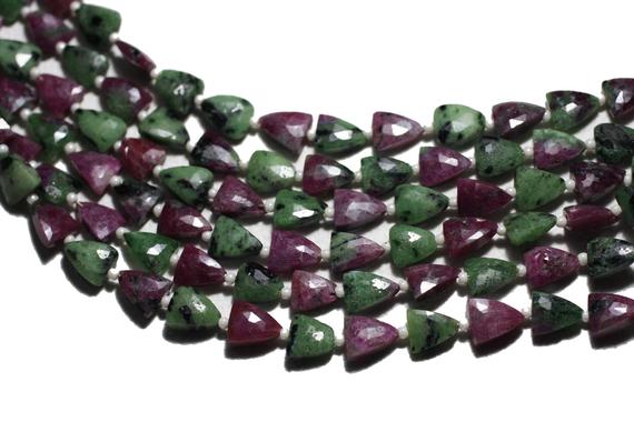 Aaa Grade Ruby Zoisite Faceted Triangle Shape Briolette Beads, Size 7x9 Mm, 8" Strand Length, Super Quality Gems For Jewellery