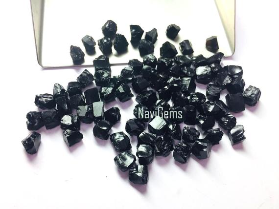 Aaa Quality 50 Piece Natural Black Onyx Rough, Rough Gemstone,making Jewelry,6-8 Mm ,undrilled Loose Gemstone,gift For Her,wholesale Price
