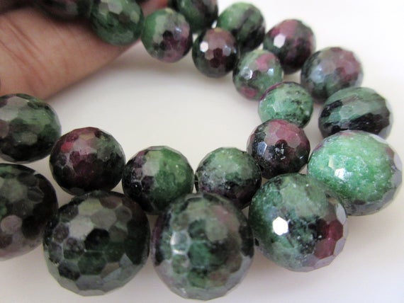 Aaa Ruby Zoisite Faceted Round Beads, Ruby Zoisite Sphere Beads, 10mm 12mm Ruby Zoisite Beads, Natural Loose Ruby Zoisite13 Bead, Gds1096