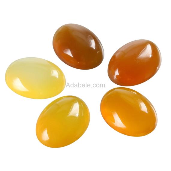 2pcs Aaa Natural Yellow Agate Translucent Oval Cabochon Arc Bottom Gemstone Beads 20x15mm Or 0.79" X 0.6" #gn11-y