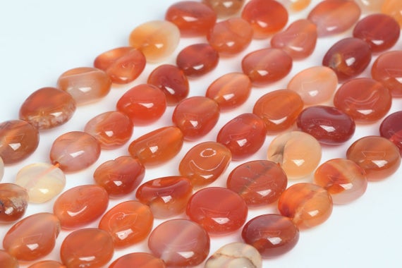 Natural Orange Red Agate Loose Beads Grade Aa Pebble Nugget Shape 8-10mm