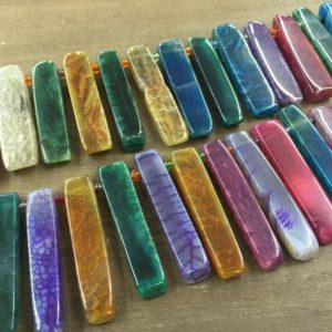 Shop Agate Bead Shapes! Multi-color Agate Slab Beads Dyed Agate Point beads Agate Stick Slice Beads Top Drilled Agate Gemstone long Point beads 10-12×45-50mm | Natural genuine other-shape Agate beads for beading and jewelry making.  #jewelry #beads #beadedjewelry #diyjewelry #jewelrymaking #beadstore #beading #affiliate #ad