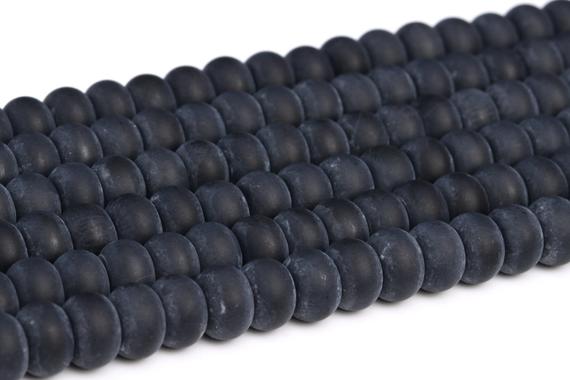 Genuine Natural Matte Black Agate Loose Beads Rondelle Shape 6x4mm 8x5mm