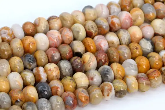 Genuine Natural Orange Cream Crazy Lace Agate Loose Beads Rondelle Shape 6x4mm 8x5mm