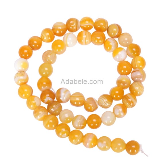 U Pick 1 Strand/15" Aaa Natural Yellow Stripe Agate Healing Gemstone 6mm 8mm 10mm Round Loose Beads For Bracelet Necklace Jewelry Making