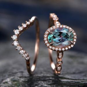 2pcs Alexandrite bridal set color change Alexandrite engagement ring set rose gold marquise diamond halo moissanite crown wedding ring band | Natural genuine Gemstone rings, simple unique alternative gemstone engagement rings. #rings #jewelry #bridal #wedding #jewelryaccessories #engagementrings #weddingideas #affiliate #ad