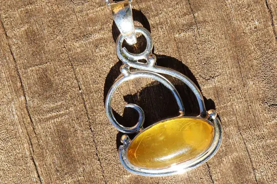 Amber, 925 Silver, Healing Stone Necklace With Positive Healing Energy!