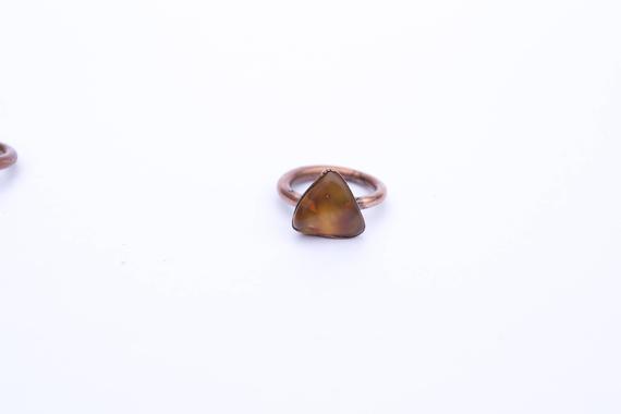 Raw Amber Ring | Baltic Amber Ring | Copper And Natural Amber Jewelry | Raw Stone Ring | Rough Amber Jewelry | Raw Mineral Ring