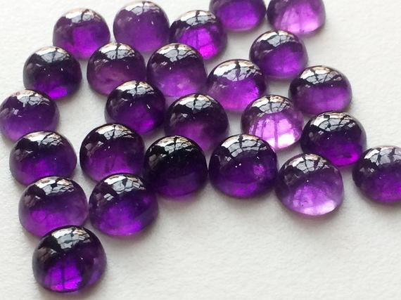 8mm Amethyst Cabochon Lot, Amethyst Round Plain Flat Back Calibrated, Loose Amethyst Cabochons For Jewelry (5pcs To 20pcs Options)