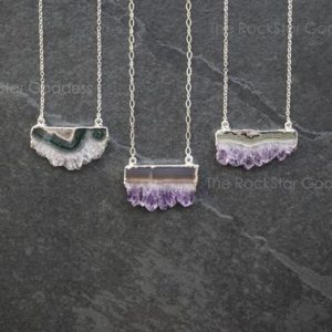Shop Amethyst Jewelry! Silver Amethyst Necklace, Silver Amethyst Pendant, Silver Amethyst Jewelry, Amethyst Stalactite, Amethyst Crystal, Amethyst Necklace | Natural genuine Amethyst jewelry. Buy crystal jewelry, handmade handcrafted artisan jewelry for women.  Unique handmade gift ideas. #jewelry #beadedjewelry #beadedjewelry #gift #shopping #handmadejewelry #fashion #style #product #jewelry #affiliate #ad
