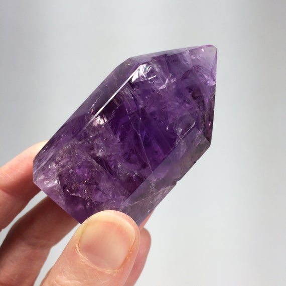 2.7" Amethyst Crystal Point - Polished - Stone Tower - Healing Crystal - Meditation Crystal - Crystal Grid Stone - Display- From Brazil 144g