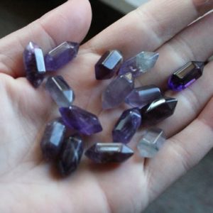 Shop Gemstone Points & Wands! Amethyst Small Double Terminated Carved Point M6 | Natural genuine stones & crystals in various shapes & sizes. Buy raw cut, tumbled, or polished gemstones for making jewelry or crystal healing energy vibration raising reiki stones. #crystals #gemstones #crystalhealing #crystalsandgemstones #energyhealing #affiliate #ad