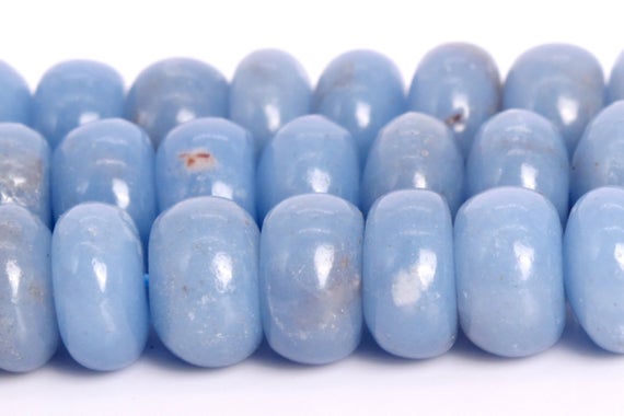 7x4mm Angelite Beads Grade A Genuine Natural Gemstone Rondelle Loose Beads 16"/7.5" Bulk Lot Options (108665)