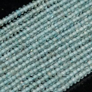 Shop Apatite Faceted Beads! Genuine Natural Transparent Faint Blue Apatite Loose Beads Grade AAA Faceted Rondelle Shape 2x1mm | Natural genuine faceted Apatite beads for beading and jewelry making.  #jewelry #beads #beadedjewelry #diyjewelry #jewelrymaking #beadstore #beading #affiliate #ad