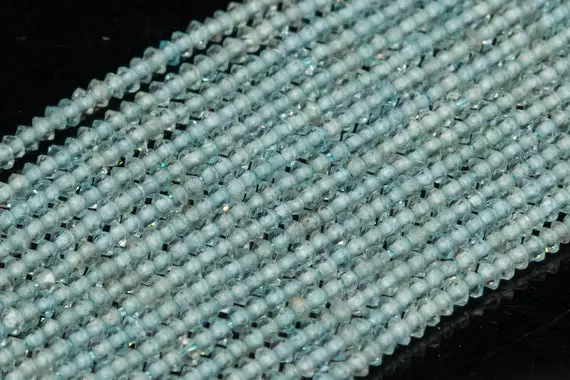 Genuine Natural Transparent Faint Blue Apatite Loose Beads Grade Aaa Faceted Rondelle Shape 2x1mm
