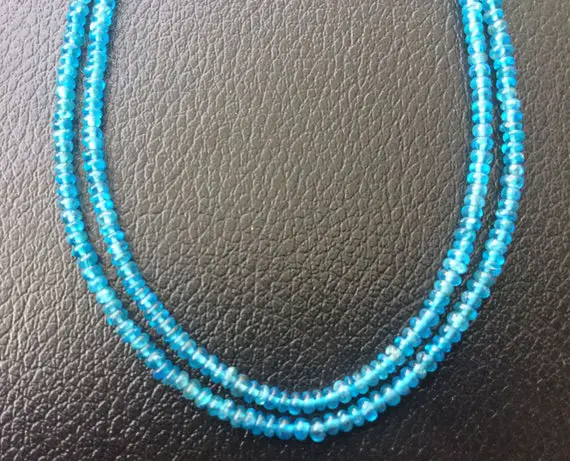 2.5mm Neon Apatite Plain Rondelle Beads,  Natural Plain Blue Apatite Rondelles, Neon Apatite For Jewelry (6.5in To 13in Options) - Png8