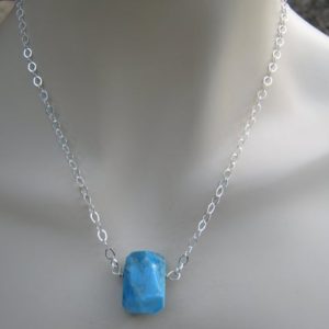 Shop Apatite Pendants! 18" Faceted Apatite Crystal Necklace, Polished Blue Crystal Pendant,  .925 Sterling Silver Bar Necklace, Minimalist, CHOOSE Length, AN12 | Natural genuine Apatite pendants. Buy crystal jewelry, handmade handcrafted artisan jewelry for women.  Unique handmade gift ideas. #jewelry #beadedpendants #beadedjewelry #gift #shopping #handmadejewelry #fashion #style #product #pendants #affiliate #ad