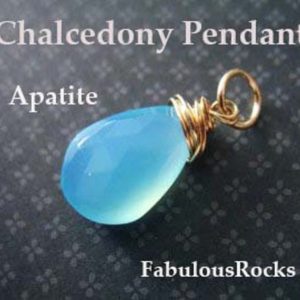 Shop Apatite Pendants! CHALCEDONY Charm Pendant Add a Dangle Drop / APATITE BLUE, 20-22 mm, 14k Gold Filled or Sterling Silver / gift for her gemdone fdv1 gd solo | Natural genuine Apatite pendants. Buy crystal jewelry, handmade handcrafted artisan jewelry for women.  Unique handmade gift ideas. #jewelry #beadedpendants #beadedjewelry #gift #shopping #handmadejewelry #fashion #style #product #pendants #affiliate #ad