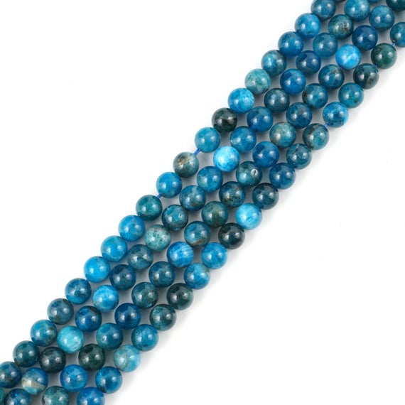 U Pick 1 Strand/15" Top Quality Natural Blue Apatite Healing Gemstone 4mm 6mm 8mm 10mm Round Beads For Bracelet Earrings Jewelry Making