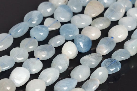 Genuine Natural Aquamarine Loose Beads Brazil Grade Aa Pebble Nugget Shape 8-10mm