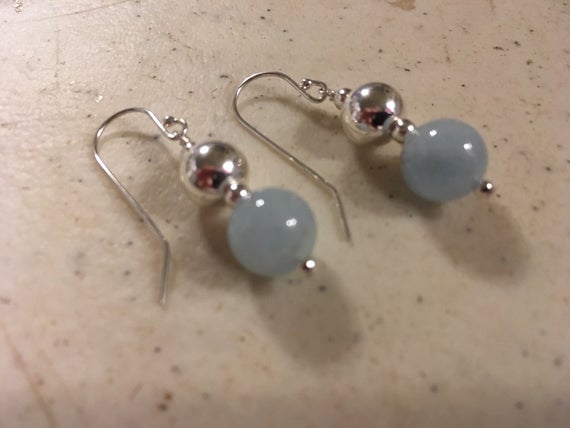 Aquamarine Earrings - March Birthstone Jewellery - Sterling Silver Jewelry - Blue Gemstone - Unique - Dangle Er-122