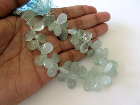 Natural Aquamarine Smooth Pear Briolette Beads, 8 Inches Of Huge Rare 14mm To 17mm Aquamarine Beads, Gds771